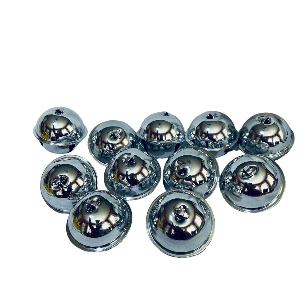 VTG 1990’s Silver 2.5”x 2.5” Bell Ornaments Lot of 11 needs red‎ ribbon to hang
